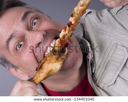 Hungry meat-eating man, no diet