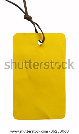 yellow price tag or address label isolated on white