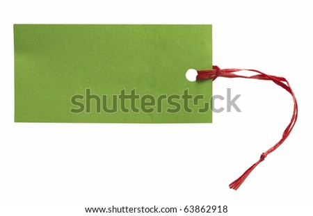 green tag with red string