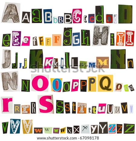 Letters Cut From Magazines, Alphabet Stock Photo 67098178 : Shutterstock