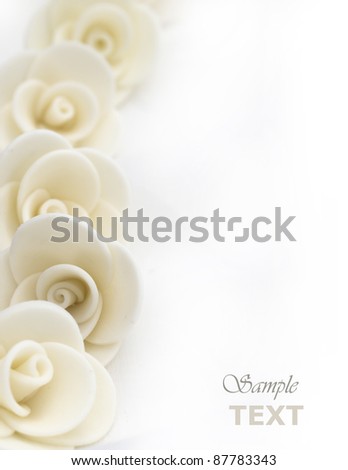 decorative white roses with the place for the text