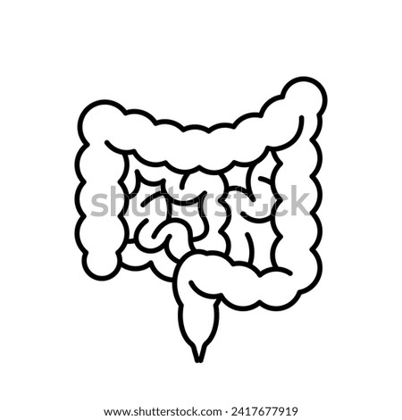 Intestine, linear icon. Digestive system, anatomy of human . Linear illustration, thin line, editable stroke. Infographic symbol.