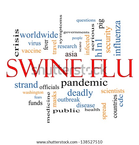 Swine Flu Word Cloud Concept with great terms such as fever, asia, pandemic, outbreak and more.