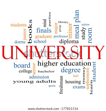 University Word Cloud Concept with great terms such as tuition, study, student, major and more.