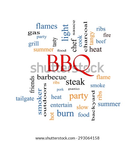 BBQ Word Cloud with great terms such as grill, ribs, steak, fire and more.