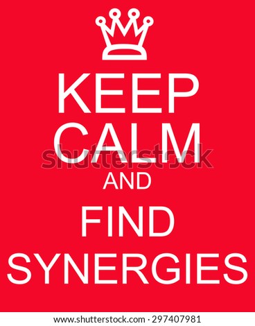 Keep Calm and Find Synergies Red Sign making a great concept