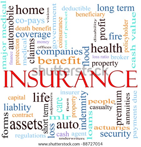 An Illustration Around The Word Insurance With Lots Of Different Terms ...