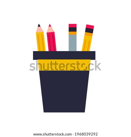 A cup of colored pencils