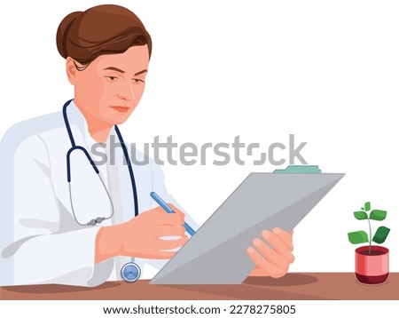 Doctor with prescription pad, Female doctor writing prescription in clinic