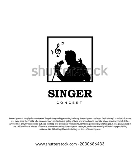 Singer  Logo. Classic Silhouette singer Logo Design Vector Illustration	