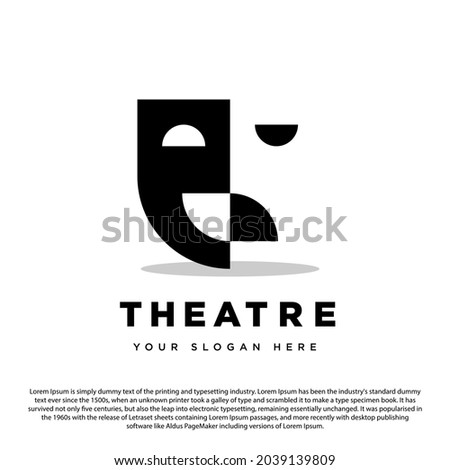 Theatre Mask Drama Logo Design Vector Template
