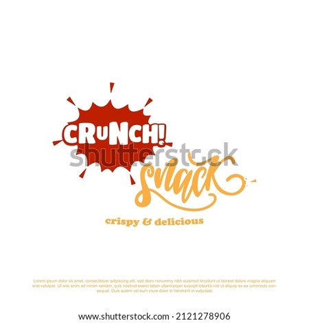 Crunch snack lettering logo design vector. for your brand or business Сток-фото © 