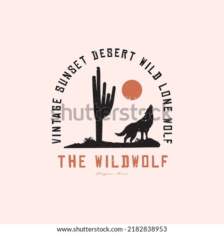 Vintage wild wolf logo, badges and design elements with grunge texture
