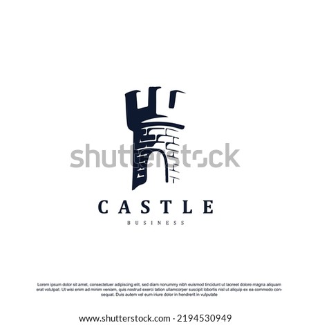 Castle Logo Design Template Flat Style