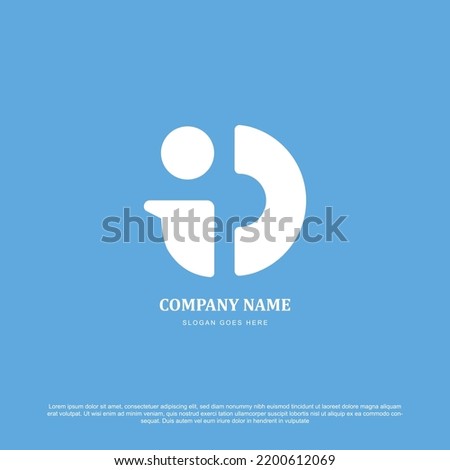 Premium letter ID or IO logo design in blue background