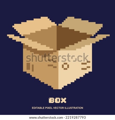 Pixel open box icon vector illustration for video game asset, motion graphic and others