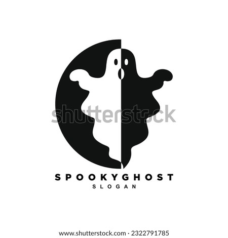 Two side flying ghost logo design vector illustration