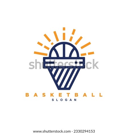 Modern bright basketball sport logo design badge