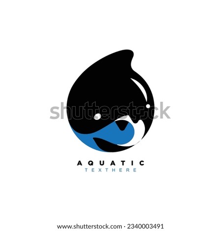 Circle killer whale orca logo design. Summer beach paradise logo badge