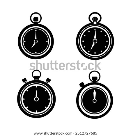 Stop watch on silhouette with white background.