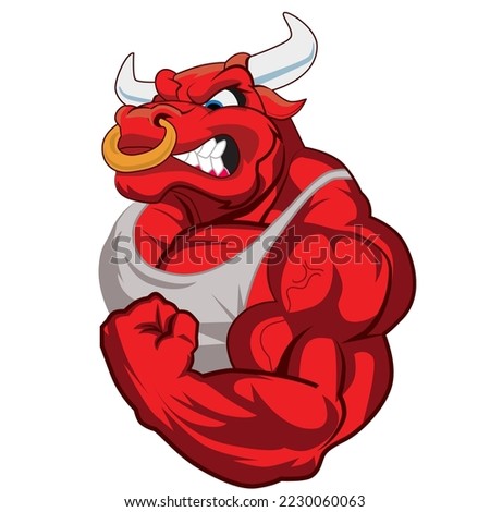 illustration vector graphic  of a muscular and stocky redbull,fit for brand logos for mighty drugs,viagra,topical tonic,others.