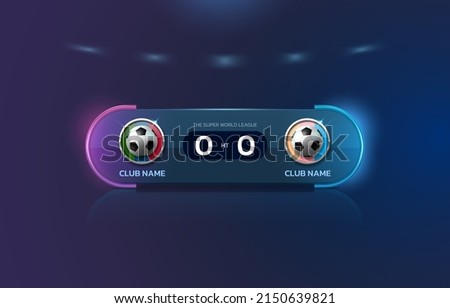 soccer football stadium spotlight and scoreboard background with glitter light vector illustration