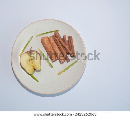 Similar – Image, Stock Photo Half apple in row with whole apples