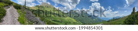 Image, Stock Photo Styrian limestone peak with small cloud