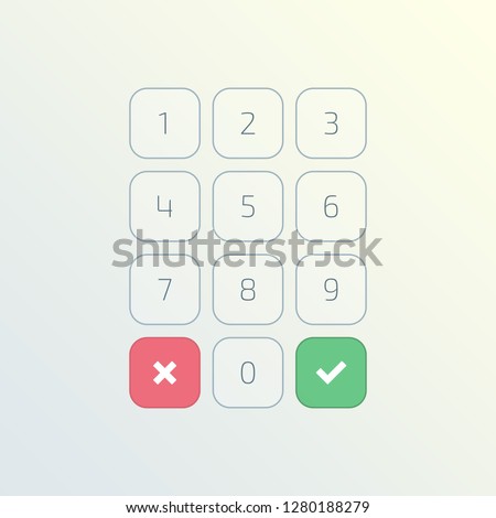 Keypad entry. Digital keypad, keyboard, dialer access vector illustration. Buttons with numbers isolated on white background. EPS 10.