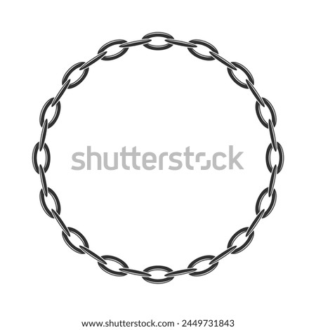 Black round chain isolated on white background. Circle frame concept. Vector illustration in flat style. EPS 10.