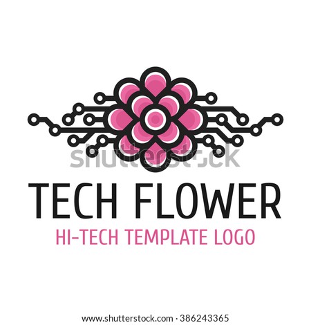 Vector logo template hi-tech development . Universal high-tech template logo flower.