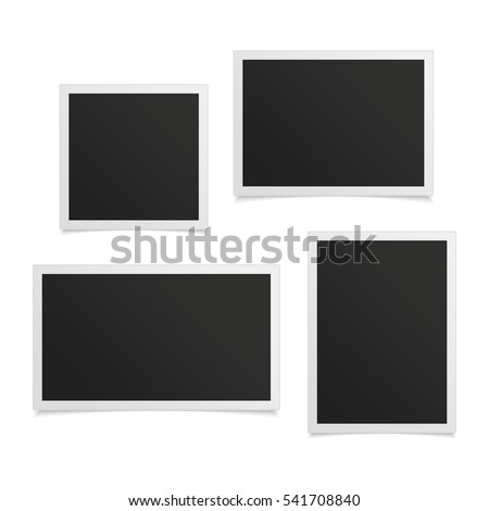 Collection of vector blank photo frames with shadow effects isolated on white background. Set different sizes of photos (frame) for your picture.
