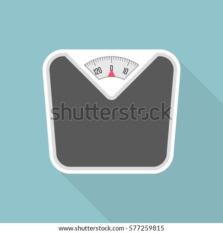 Weight Scale with long shadow. Bathroom scales icon with long shadows. Vector illustration in modern flat style. EPS 10.  Foto d'archivio © 