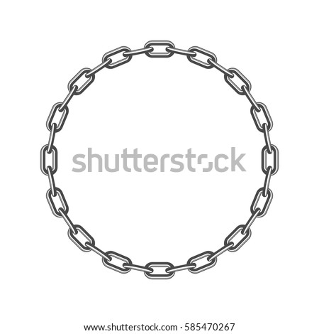 Black round chain isolated on white background. Circle frame concept. Vector illustration in flat style. EPS 10.