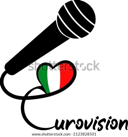 Eurovision 2022 logo, song contest symbol, music festival Italy icon