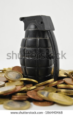 bomb for War Concept Hand Grenade and Money