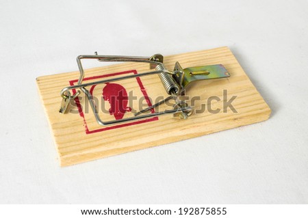 Wooden Mouse Trap on a White Background
