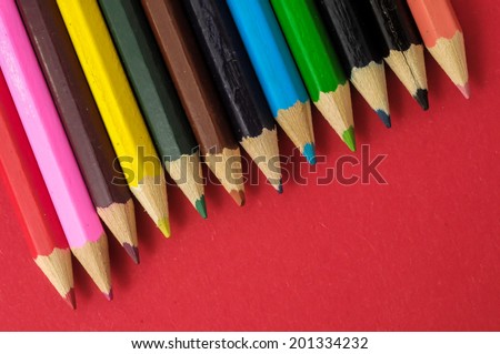 New Pencils Textured Set on a Colored Background
