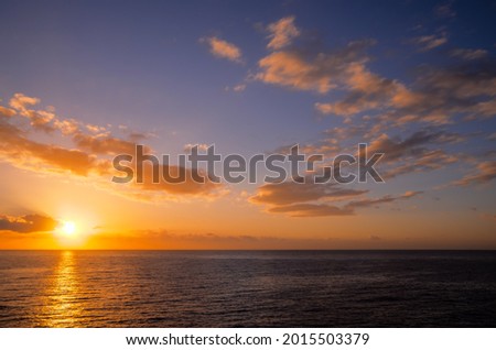 Sun Setting on the Atlantic Ocean in Tenerife Canary Island Spain Photo stock © 