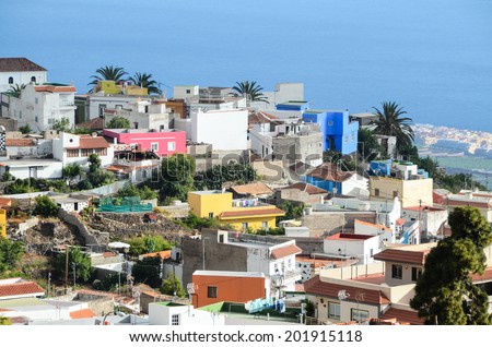 Typical Canarian Spanish House Building in Tenerife Canry Islands