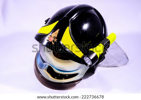 Black Italian Firefighter Helmet on a White Background