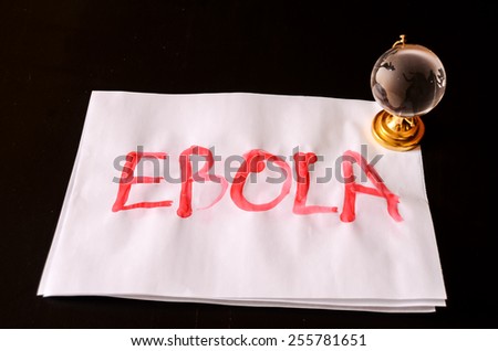Word Ebola Text Writed with Blood on a White Paper