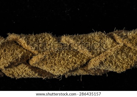 Brown Textured Braided Leather Necklace on a Black Background