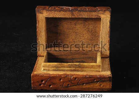 Handmade Ancient Vintage Wood Box on a Black Background
