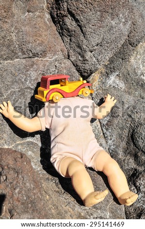 No Head Doll on the Volcanic Rocks