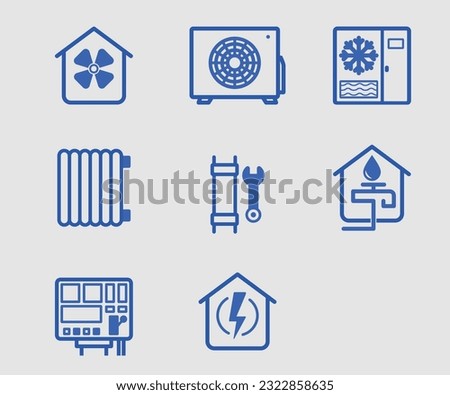 thermal insulation air conditioners icons set