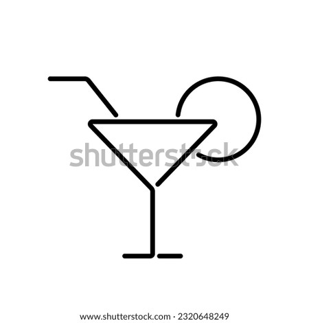 Alcohol cocktail in martini glass vector line icon. Best for web, logo, menu concept, branding design and bar decoration.