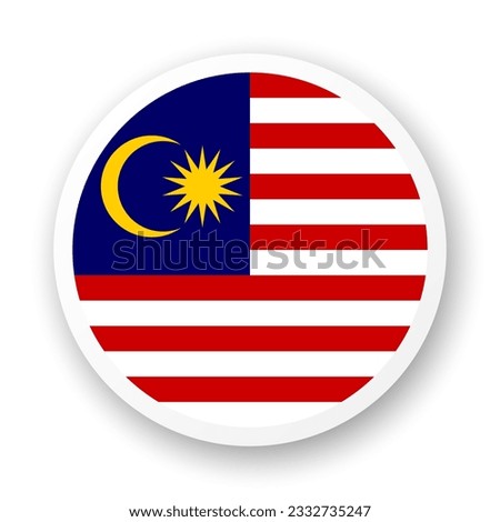 Flag of Malaysia flat icon. Round vector element with shadow underneath. Best for mobile apps, UI and web design.