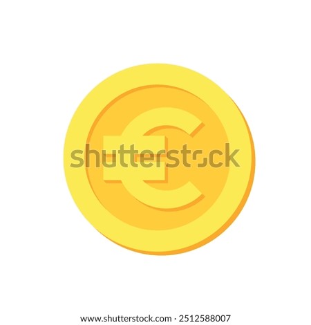 Euro money icon. Gold coin with EUR symbol vector illustration.