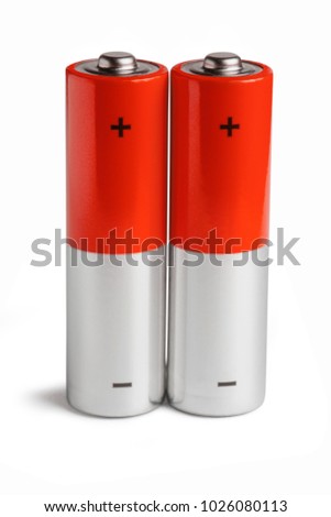 Similar – Image, Stock Photo Several new alkaline batteries in one size in rows